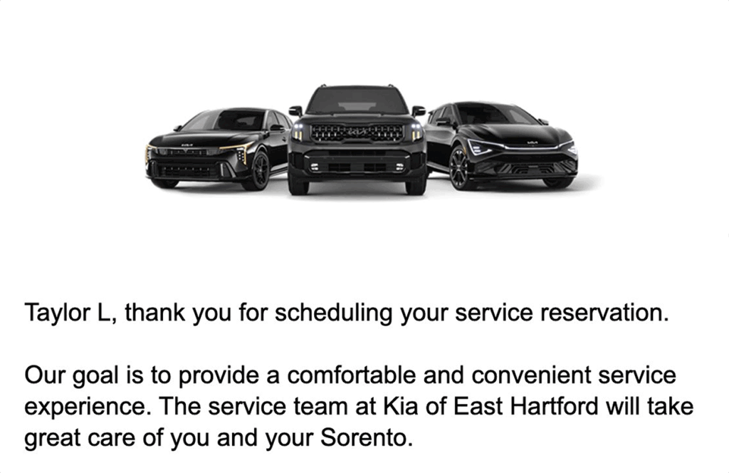KIA Service Email Confirmation