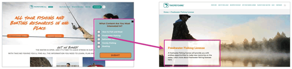 Take Me Fishing dynamic personalized customer experience example