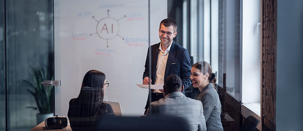 marketing team enthusiastically discussing Adobe AI agents