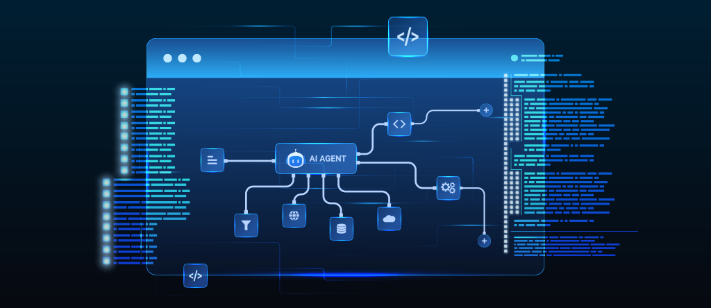 Artificial intelligence AI agent connections diagram