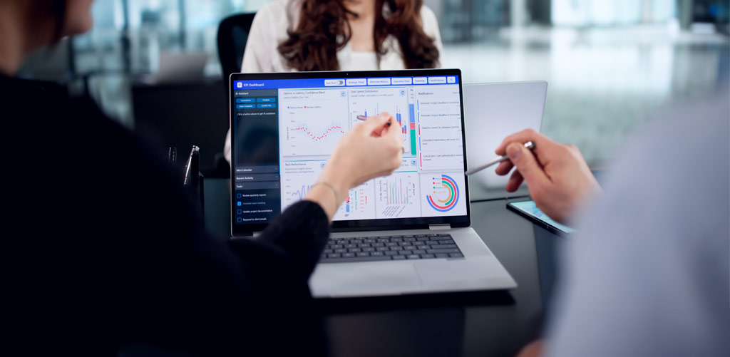 Laptop displaying analytics dashboard