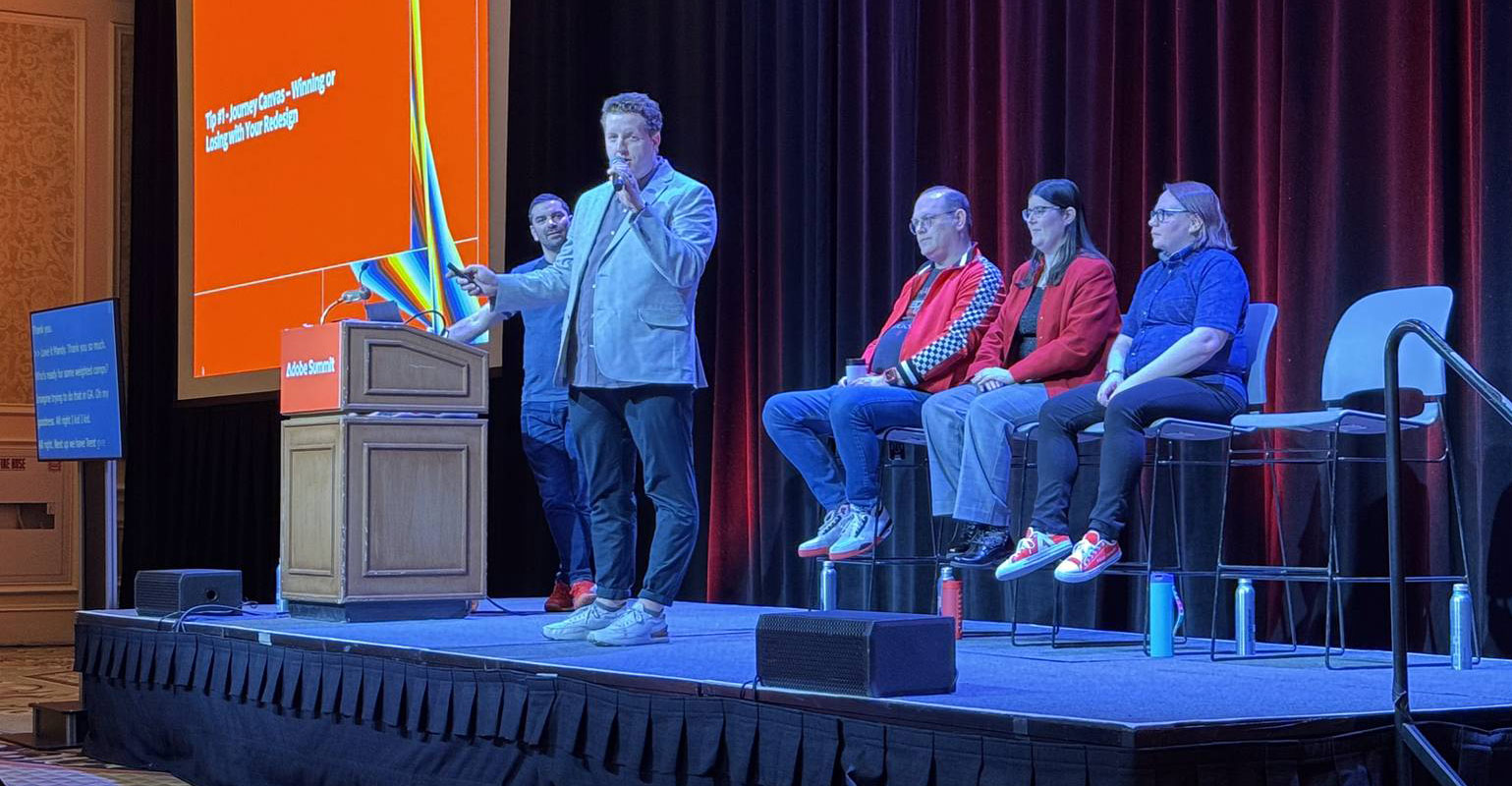 Trent Thayne on stage Adobe Analytics Rockstar at Adobe Summit 2025 in Las Vegas
